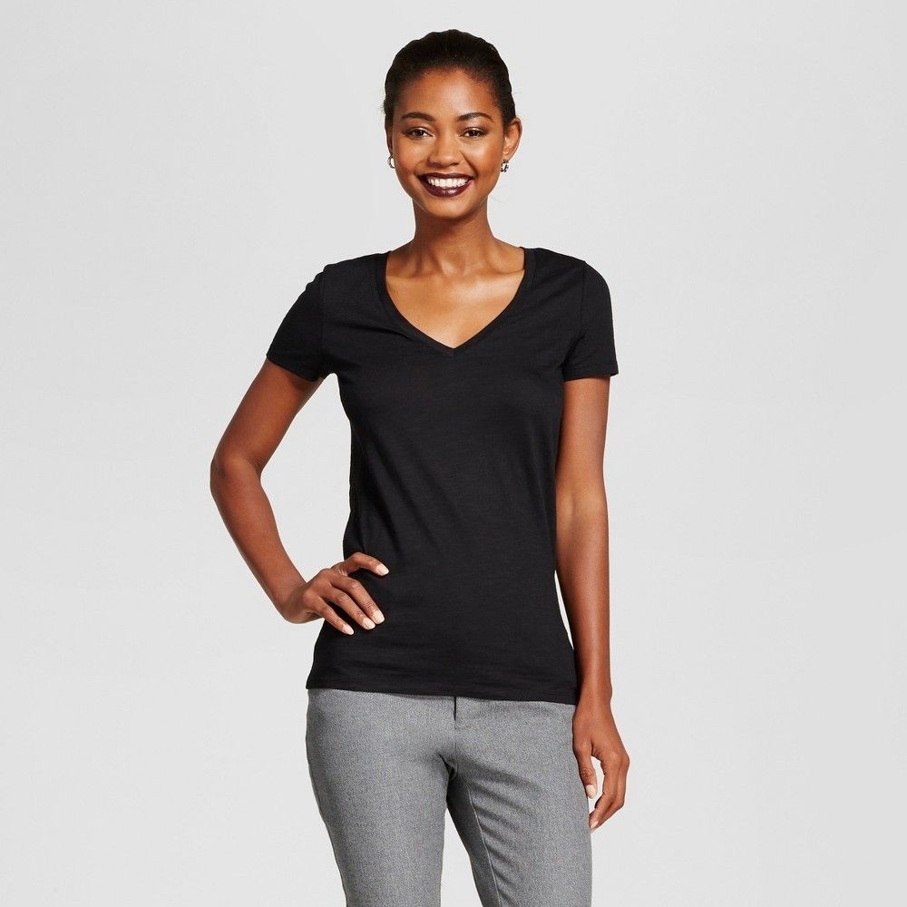 A New Day black V-neck Tee